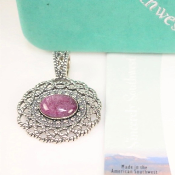 New Carolyn Pollack Sincerely Southwest Purple Large Solid sterling Pendant - Picture 2 of 3